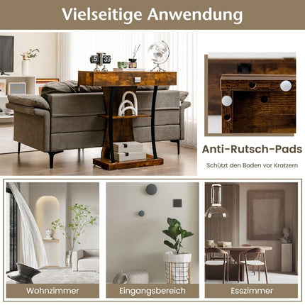 T-förmiger Konsolentisch für kleine Räume 91 x 30 x 88 cm Rustikales Braun