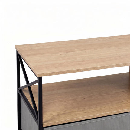 TV Lowboard with Storage, Greige-Black, 120 cm