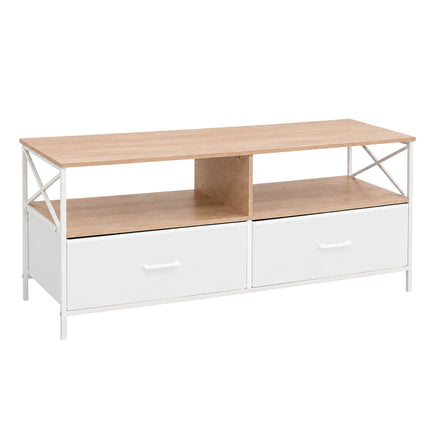 TV Lowboard with Storage, Wood-Look White, 120 cm