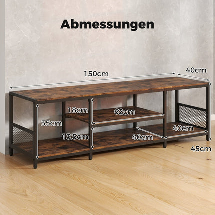 TV-Ständer für 65-Zoll-Fernseher, Industrieller Stil, Metallrahmen