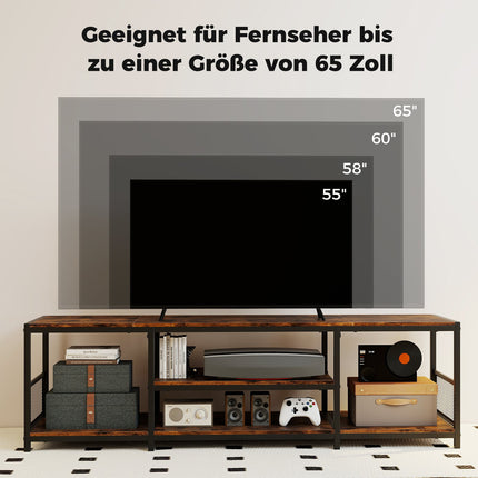 TV-Ständer für 65-Zoll-Fernseher, Industrieller Stil, Metallrahmen