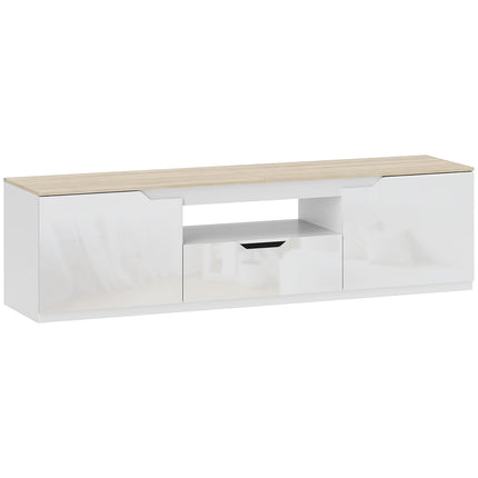 TV Stand for 65" TVs, Natural Wood, 160 cm, 3 Shelves