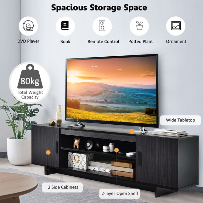 TV-Ständer für Fernseher bis 65 Zoll, 2 Schränke, Regale