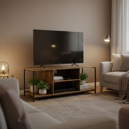 TV-Möbel mit 4 Fächern, Holzoptik