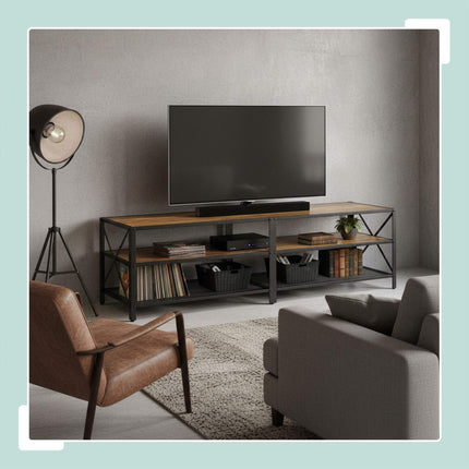 TV-Schrank mit 4 Fächern, Holzoptik