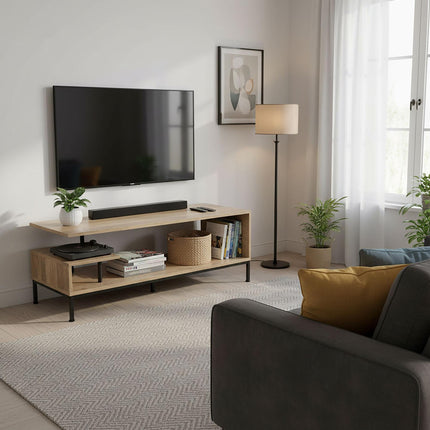 TV-Ständer mit offenen Regalen für 55-Zoll-Bildschirme