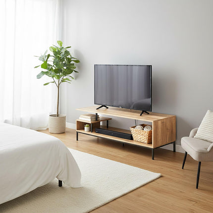 TV-Ständer mit offenen Regalen für 55-Zoll-Bildschirme