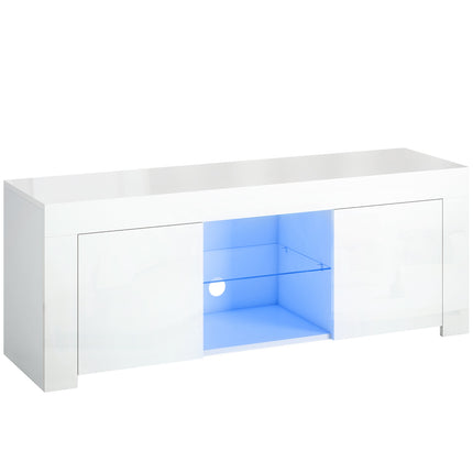 TV-Schrank mit RGB-LED-Beleuchtung, Hochglanzweiß