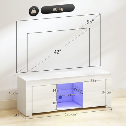 TV-Schrank mit RGB-LED-Beleuchtung, Hochglanzweiß