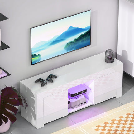 TV-Schrank mit RGB-LED-Beleuchtung, Hochglanzweiß