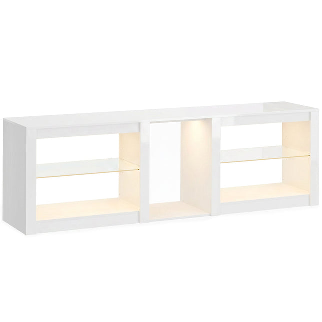 TV stolek s RGB LED osvětlením, vysoký lesk bílý, 160 cm
