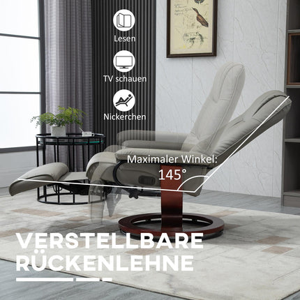 Liegesessel, elektrisch, 145° neigbar, Kunstleder, grau
