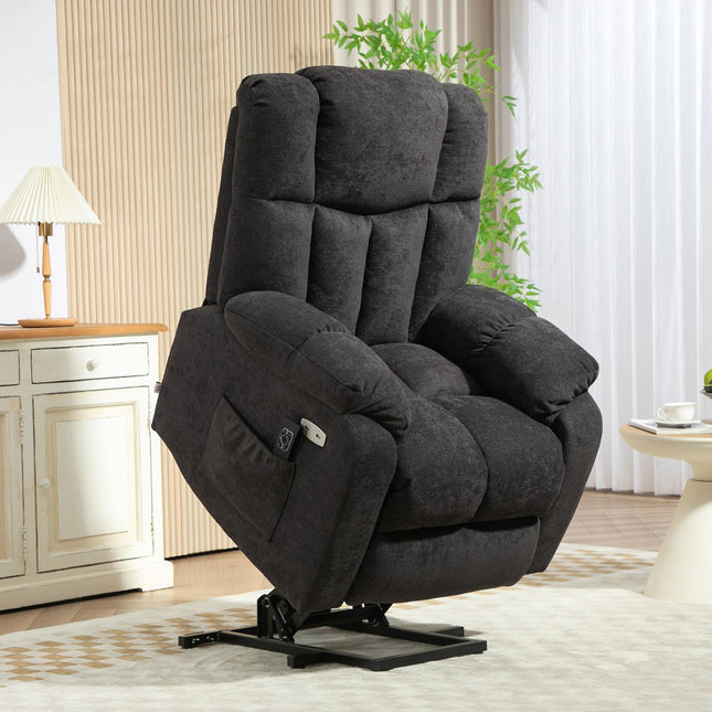 Elektrischer Relax-TV-Sessel mit USB-Anschluss, Schwarz