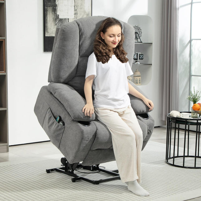 Elektrischer Relax-TV-Sessel, Heizung & Massage, Dunkelgrau