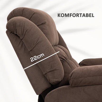 TV-fauteuil met sta-op-hulp, elektrische relaxfauteuil met lig-, massage- en verwarmingsfunctie, TV-fauteuil met pocketveringkern, zijvak en afstandsbediening, donkerbruin