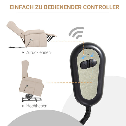 Fernsehsessel mit elektrischer Lift- und arretierbarer Kippfunktion, Creme