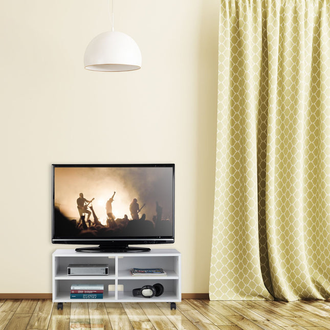 TV-Bank mit 4 Fächern und Rollen