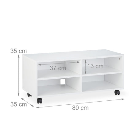 TV bench with 4 compartments and wheels