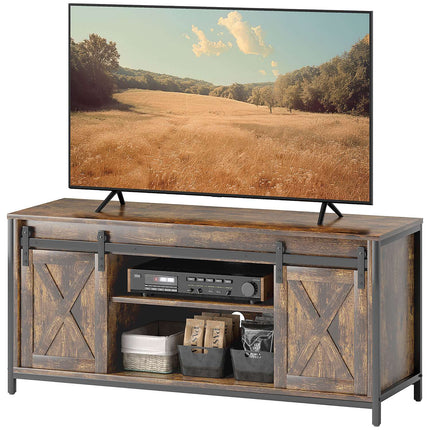 TV-Ständer für 60-Zoll-Fernseher, braun, 2 Schränke und Regale
