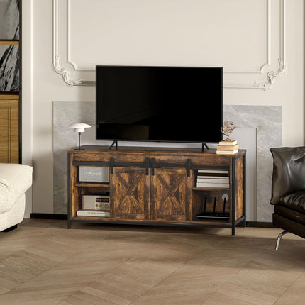 TV-Ständer für 60-Zoll-Fernseher, braun, 2 Schränke und Regale