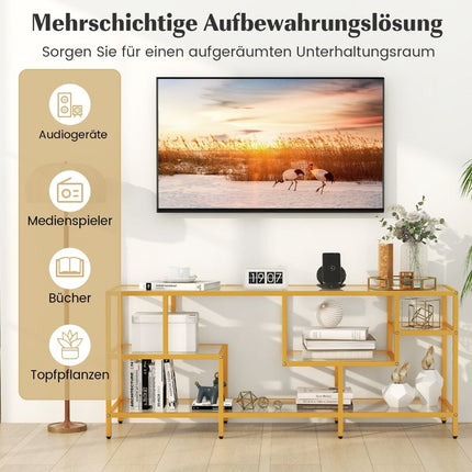 TV cabinet TV table for televisions up to 65 inches TV table gold 147 x 40 x 62 cm