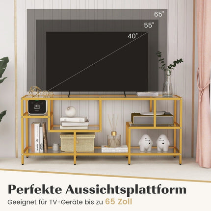 TV cabinet TV table for televisions up to 65 inches TV table gold 147 x 40 x 62 cm