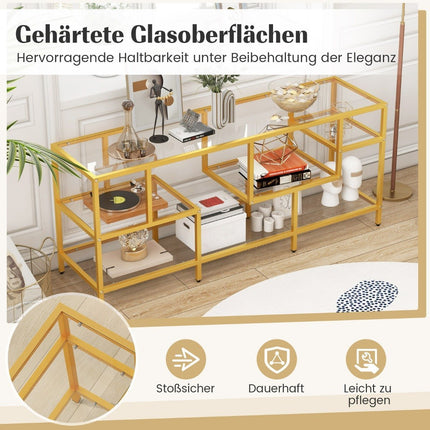 TV cabinet TV table for televisions up to 65 inches TV table gold 147 x 40 x 62 cm