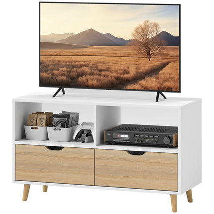 TV-Schrank Lowboard, 99 cm, 2 Ablagen & Schublade, Weiß