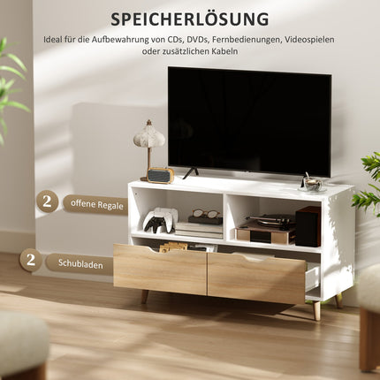 TV-Schrank Lowboard, 99 cm, 2 Ablagen & Schublade, Weiß