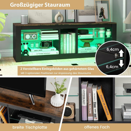 TV-Schrank mit LED-Beleuchtung für Fernseher bis 65 Zoll. Modernes Entertainment-Center