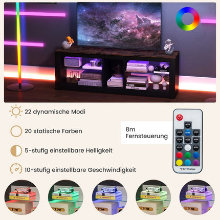 TV-Schrank mit LED-Beleuchtung für Fernseher bis 65 Zoll. Modernes Entertainment-Center