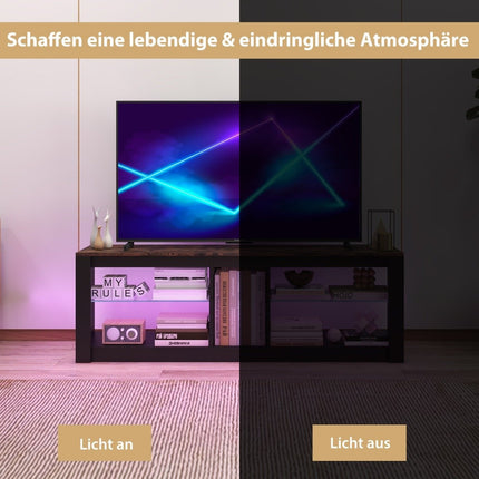 TV-Schrank mit LED-Beleuchtung für Fernseher bis 65 Zoll. Modernes Entertainment-Center