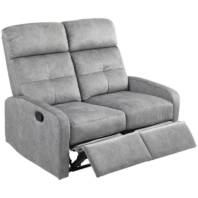 Liegesofa, 2-Sitzer mit Fußstütze, Taschenfederkern, Grau