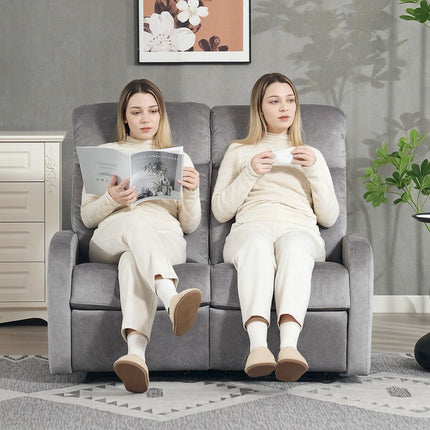 Liegesofa, 2-Sitzer mit Fußstütze, Taschenfederkern, Grau