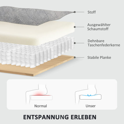 Liegesofa, 2-Sitzer mit Fußstütze, Taschenfederkern, Grau