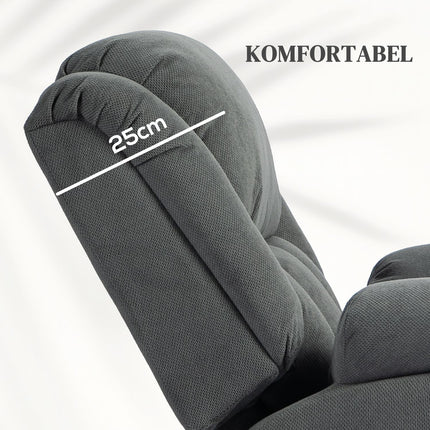 TV chair with massage and heat function, electric riser, remote control, side pockets, grey