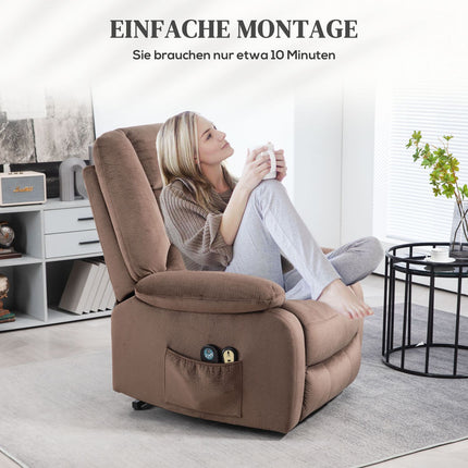 Electric recliner with stand-up assistance, massage and heating