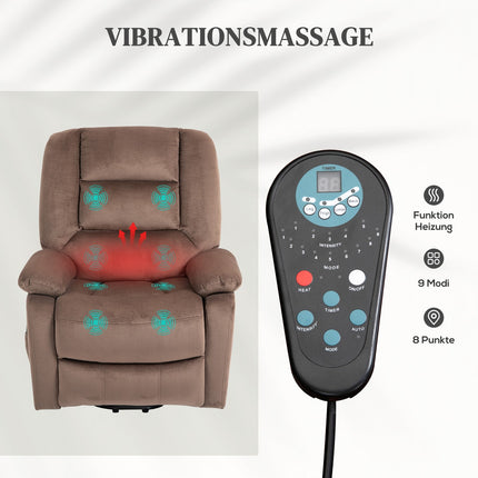 Electric recliner with stand-up assistance, massage and heating