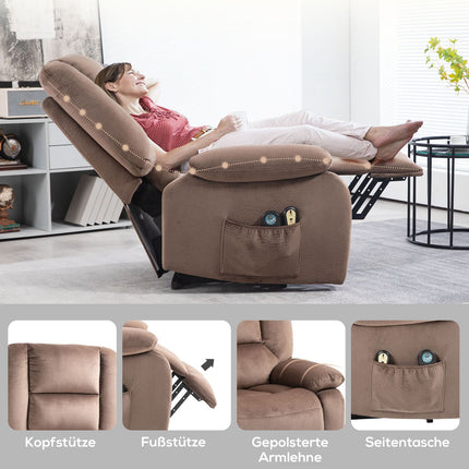 Electric recliner with stand-up assistance, massage and heating