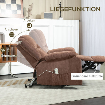 Elektrischer Relax-TV-Sessel, 3 Motoren, hellbraun