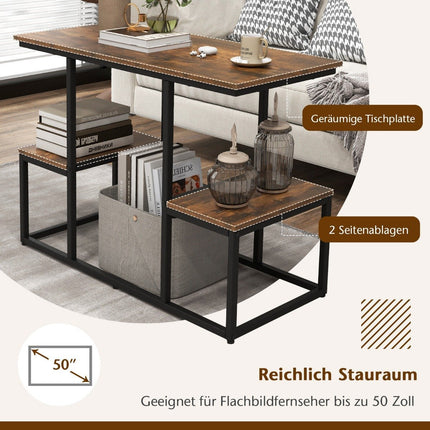TV console table for 50-inch TVs, industrial media console with open shelves, 108 x 40 x 65 cm, rustic brown