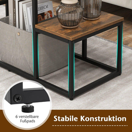TV console table for 50-inch TVs, industrial media console with open shelves, 108 x 40 x 65 cm, rustic brown