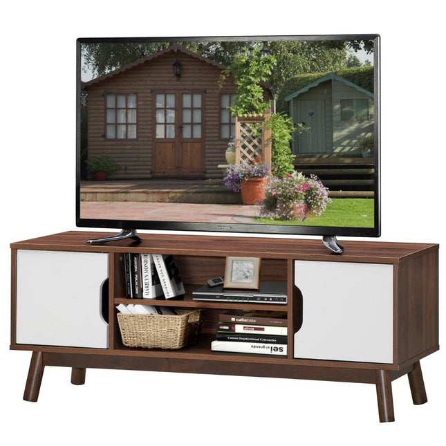 TV-Ständer Fernsehschrank Holz für Fernseher bis 50" Fernsehständer mit offenem Regal weiß