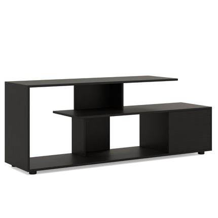 TV-standaard voor tv's tot 55 inch met planken & kast TV-kast lowboard zwart