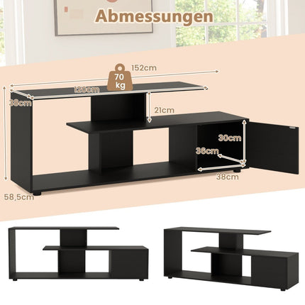 TV-standaard voor tv's tot 55 inch met planken & kast TV-kast lowboard zwart