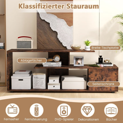 TV-Lowboard für Fernseher bis 55 Zoll mit Ablagen &amp; Unterschrank Fernsehschrank Lowboard braun