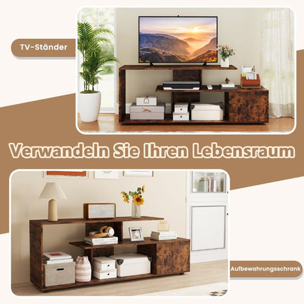 TV-Lowboard für Fernseher bis 55 Zoll mit Ablagen &amp; Unterschrank Fernsehschrank Lowboard braun