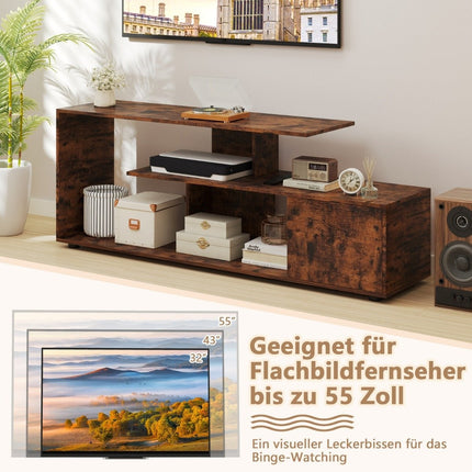 TV-Lowboard für Fernseher bis 55 Zoll mit Ablagen &amp; Unterschrank Fernsehschrank Lowboard braun