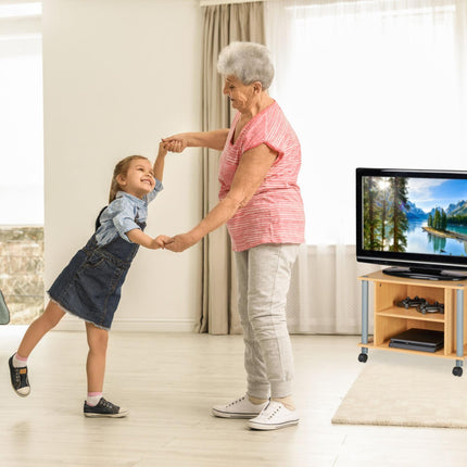 Fernsehtisch mit Rollen und 2 Fächern