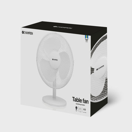 Table Fan 30cm, White, 3 Speeds, Oscillating